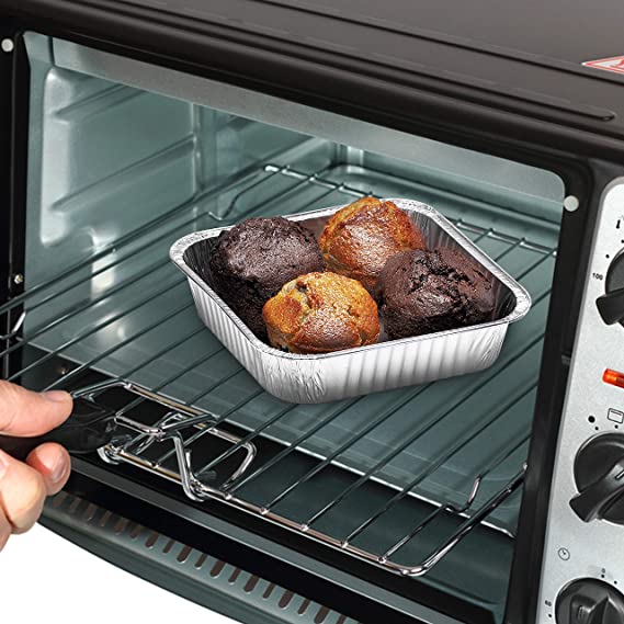 Aluminium Roster Foil Tray with Foil Lids Square 20x20x5cm 5pk Heavy Duty - 6118 - Packware