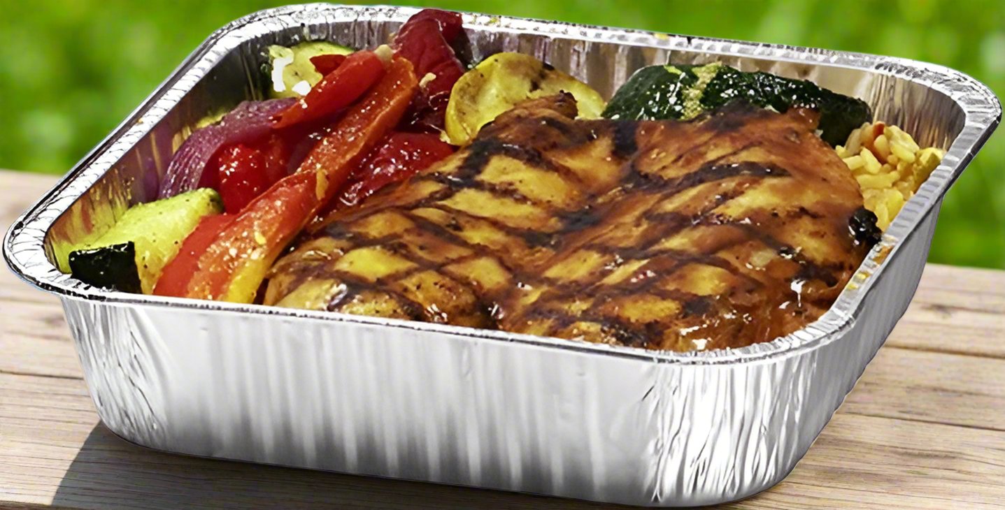 Aluminium Roster Foil Tray with Foil Lids Square 20x20x5cm 5pk Heavy Duty - 6118 - Packware