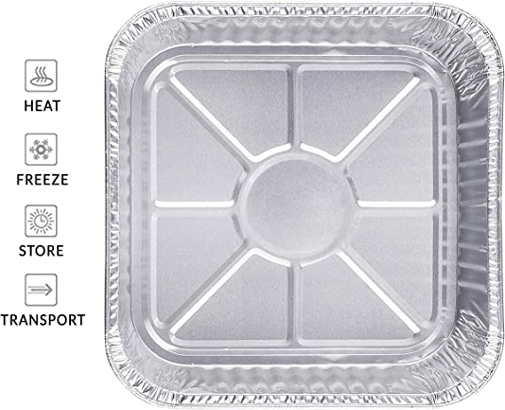 Aluminium Roster Foil Tray with Foil Lids Square 20x20x5cm 5pk Heavy Duty - 6118 - Packware