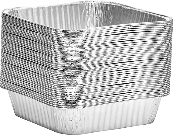 Aluminium Roster Foil Tray with Foil Lids Square 20x20x5cm 5pk Heavy Duty - 6118 - Packware