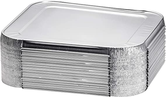 Aluminium Roster Foil Tray with Foil Lids Square 20x20x5cm 5pk Heavy Duty - 6118 - Packware