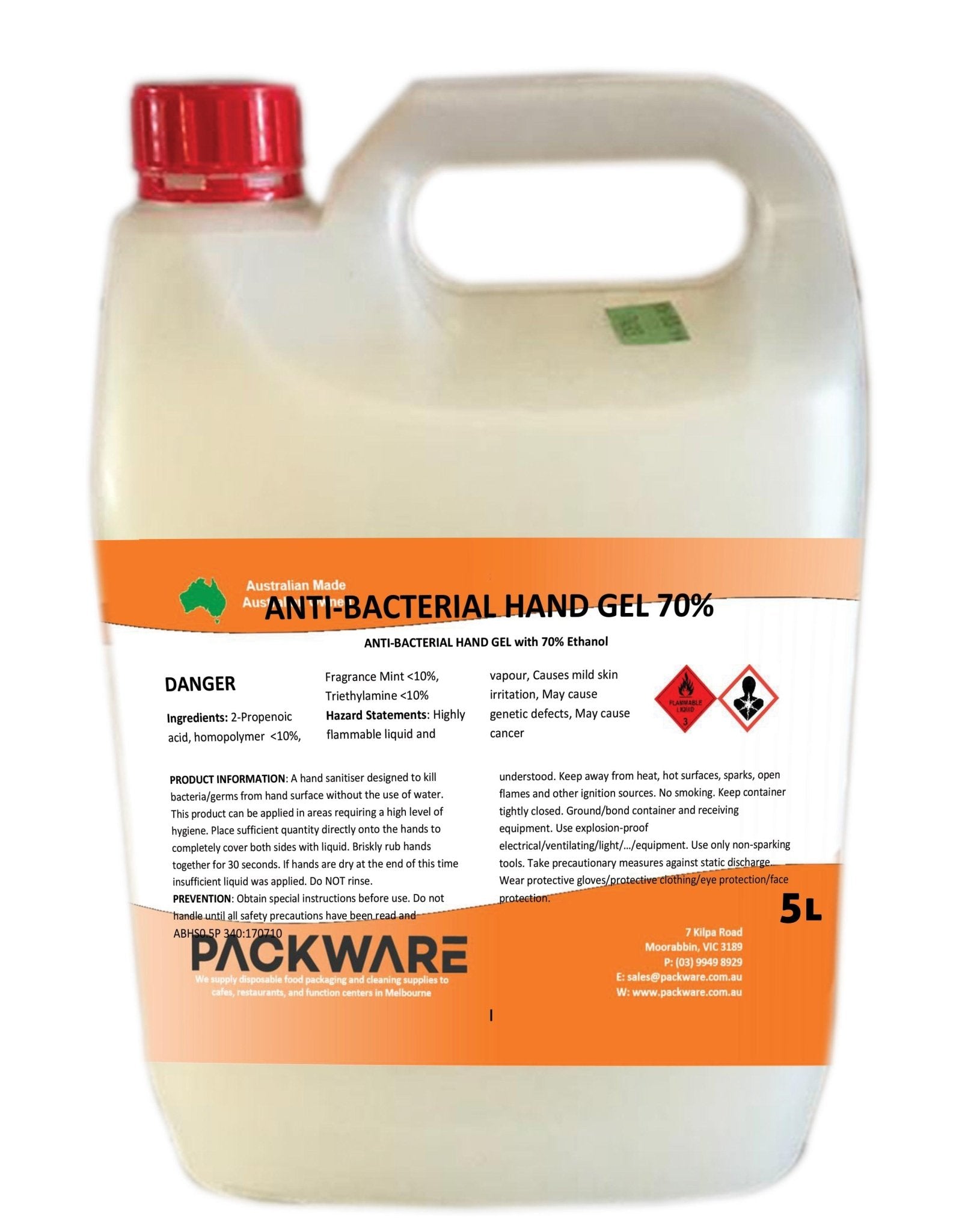 ANTI - BACTERIAL HAND GEL 70% Ethsnol - Packware