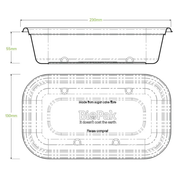 1,000ml Natural Plant Fibre Takeaway Base (500)