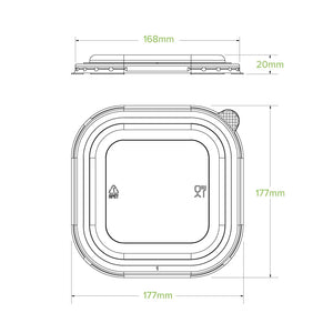 750ml-1,400ml Clear RPET Square Takeaway Lid