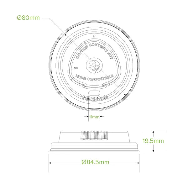 80mm Small White Plant Fibre BioCup Lid (1000)