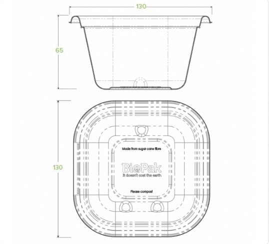 BioPak 480ml Natural Sugarcane Takeaway Base - Packware