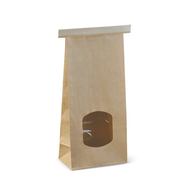 Brown Medium Window Tin - Tie Bags - 246 x 115 x 72 - Packware
