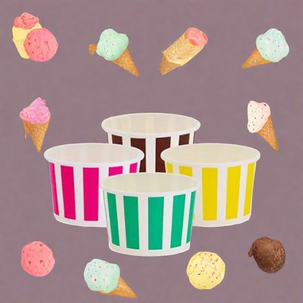 Candy Stripe Cold Ice Cream Cups - 3oz/90ml Qty 1000 - Packware