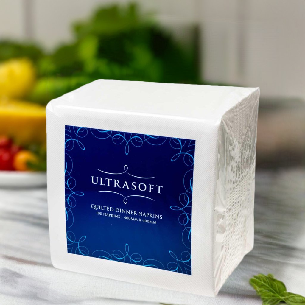 Caprice Ultrasoft Quilted Dinner Napkin White 2Ply GT Fold WQDGT - Packware