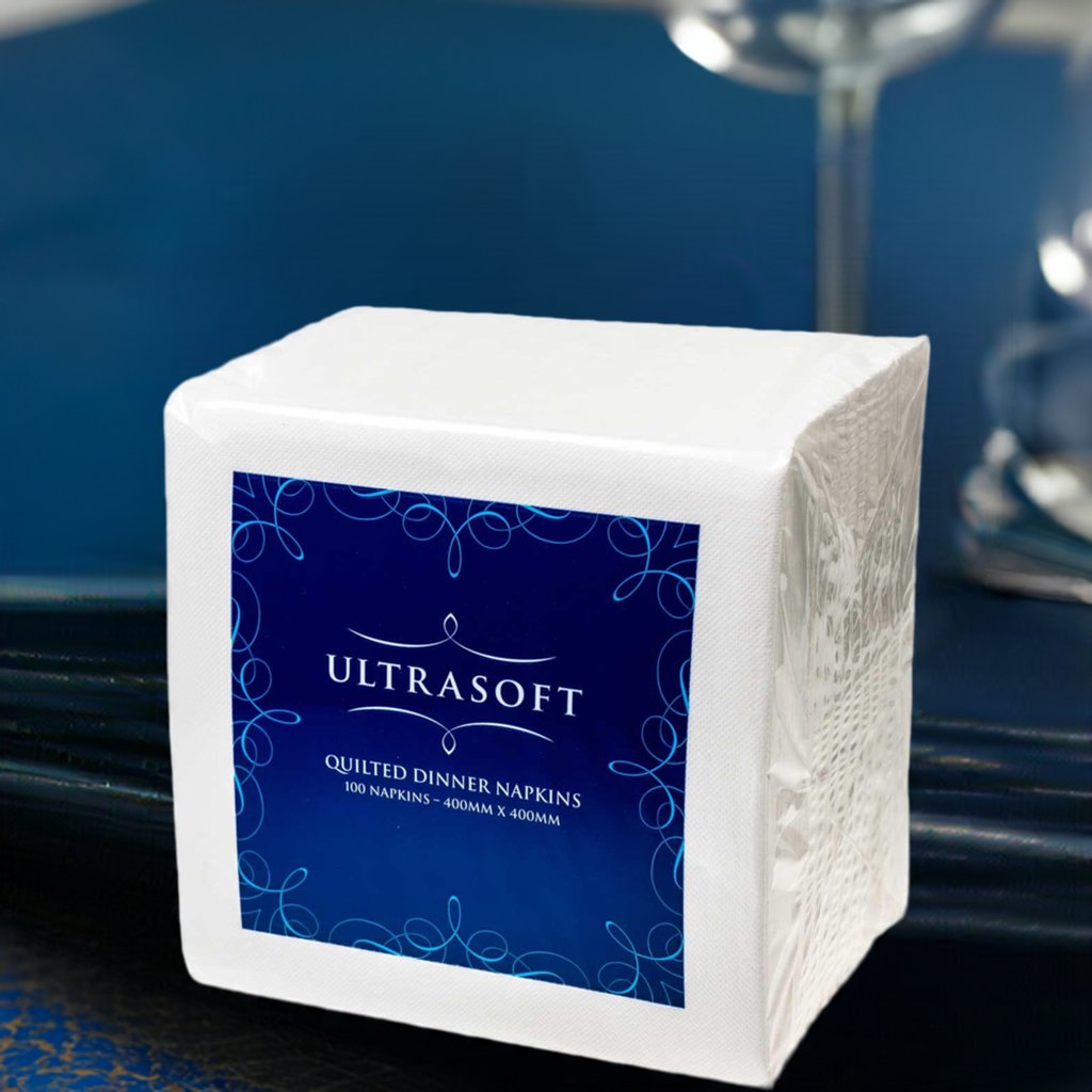 Caprice Ultrasoft Quilted Dinner Napkin White 2Ply GT Fold WQDGT - Packware