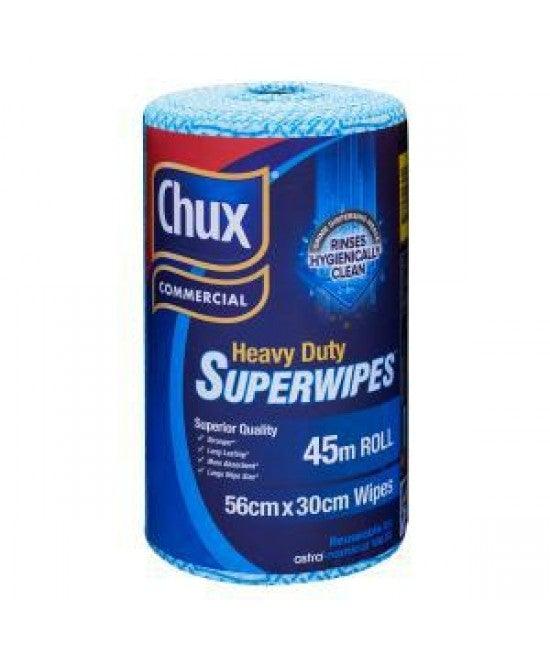 Red Chux Chux Superwipes Heavy Duty Blue 30cmx45m Roll - Packware