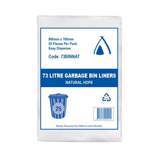 Clear Garbage Bags - 73L - 25 Pieces per Pack, 250 per Carton - Packware