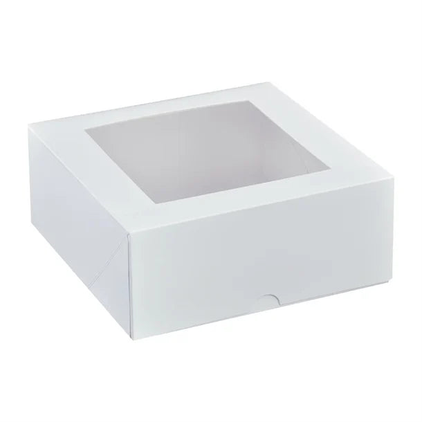 Cake Box 10x10x2.5 - Pack of 100 - Attached Lid - Window