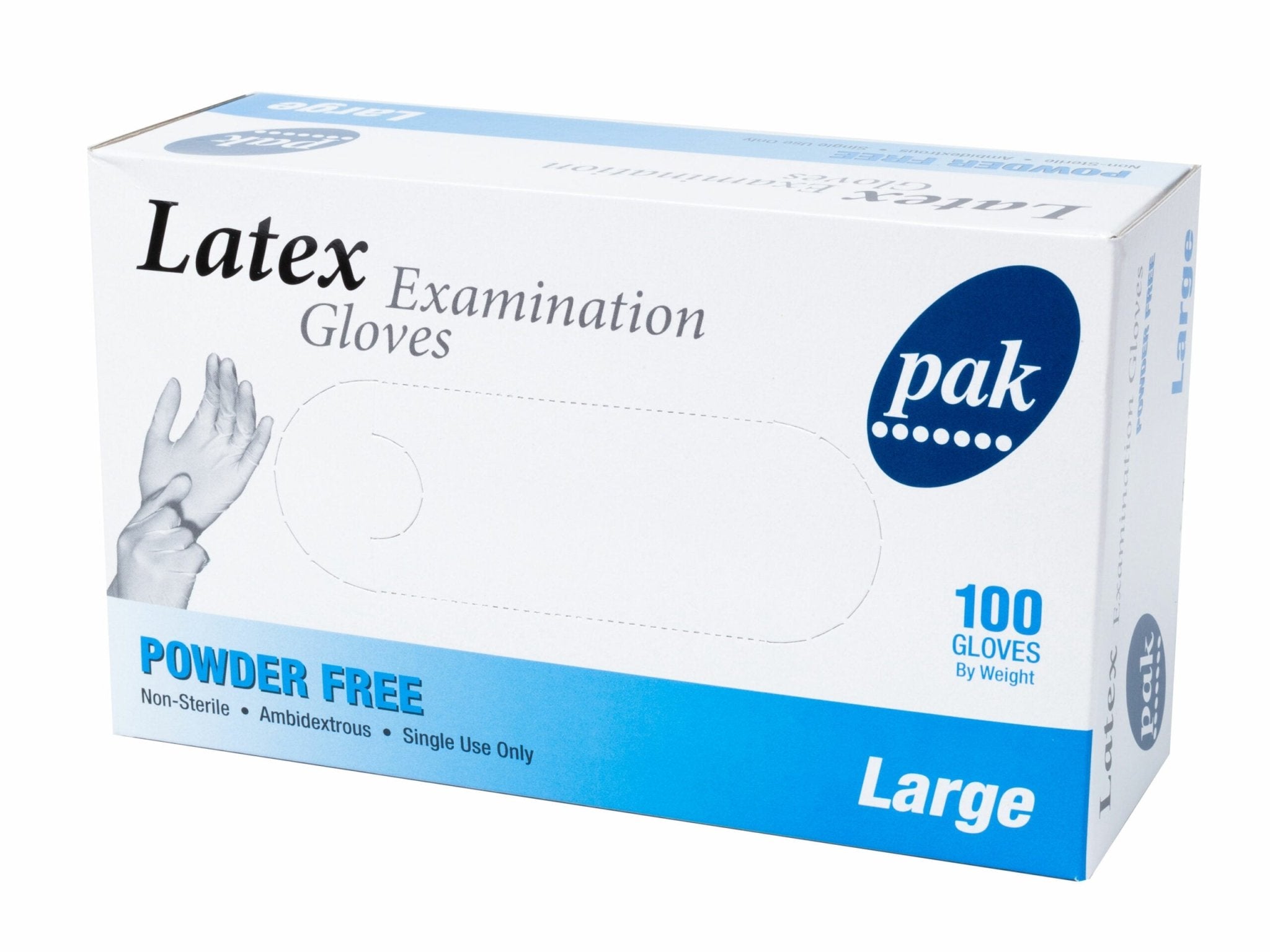 Disposable Latex Powder Free Gloves Large 100 - Packware