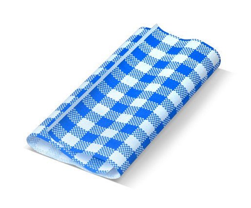 Greaseproof Paper Gingham Blue 190 x 300mm - 200/ream - Packware