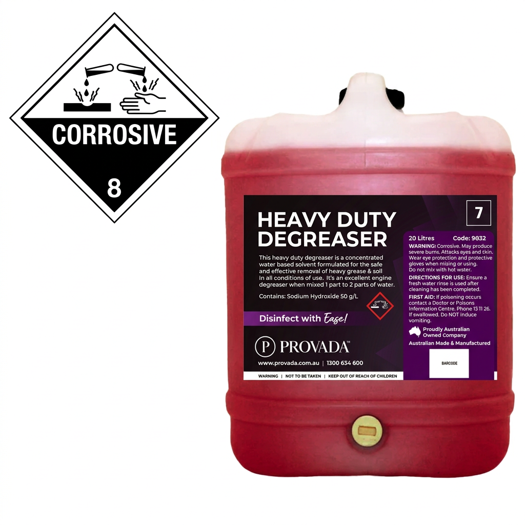 Heavy Duty Kitchen Degreaser 20 Litre with Corrosive 8 badge