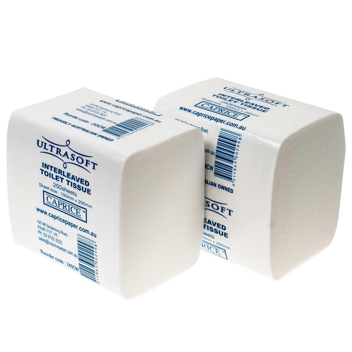 Interleave Tissue Rectangular Interleaved Toilet Tissues For Dispenser Ultrasoft Caprice - Packware