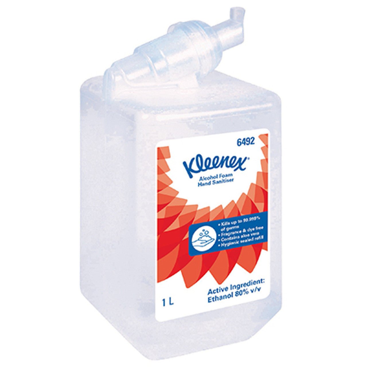 KLEENEX® Alcohol Foam Hand Sanitiser 1L (6492), Gentle Skin Cleanser, 1 Litre - Packware