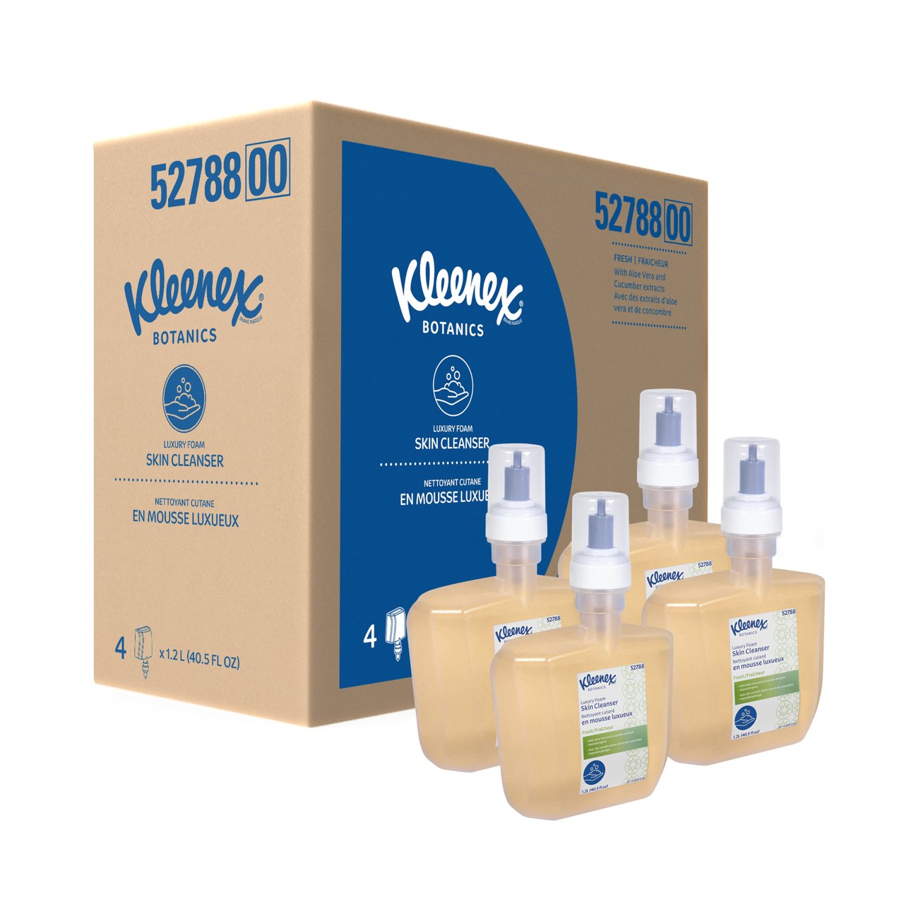 KLEENEX® Botanics Luxury Foam Skin Cleanser (52788), Clear, Fresh Scent, 1.2 L, 4 Bottles/Case - Packware
