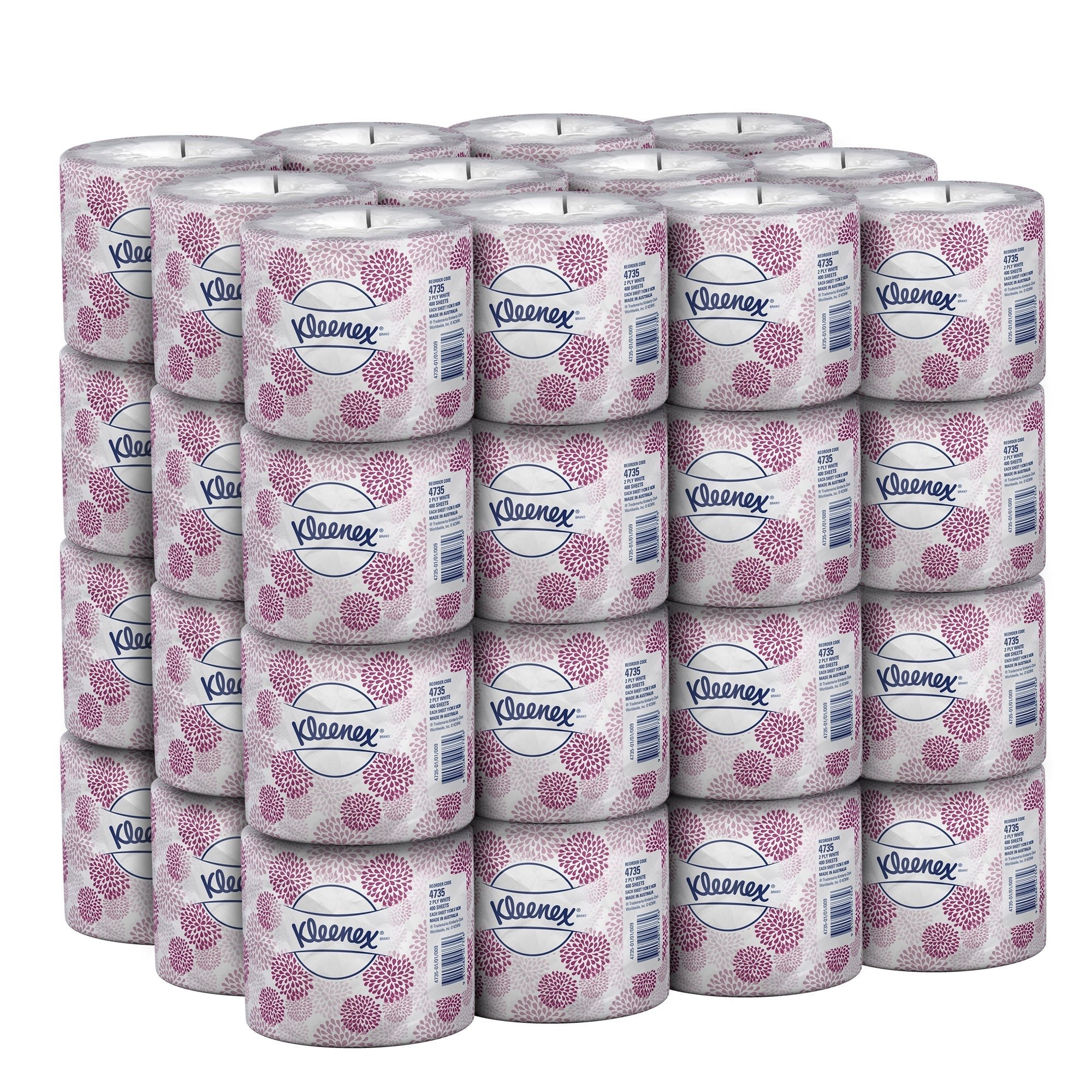 KLEENEX® Toilet Tissue (4735), 2 Ply Toilet Paper, 48 Toilet Rolls / Case, 400 Sheets / Roll (19,200 Sheets) - Packware
