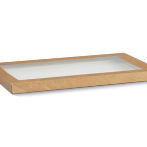 kraft catering tray lid large - PLA window - 100/CTN - Packware