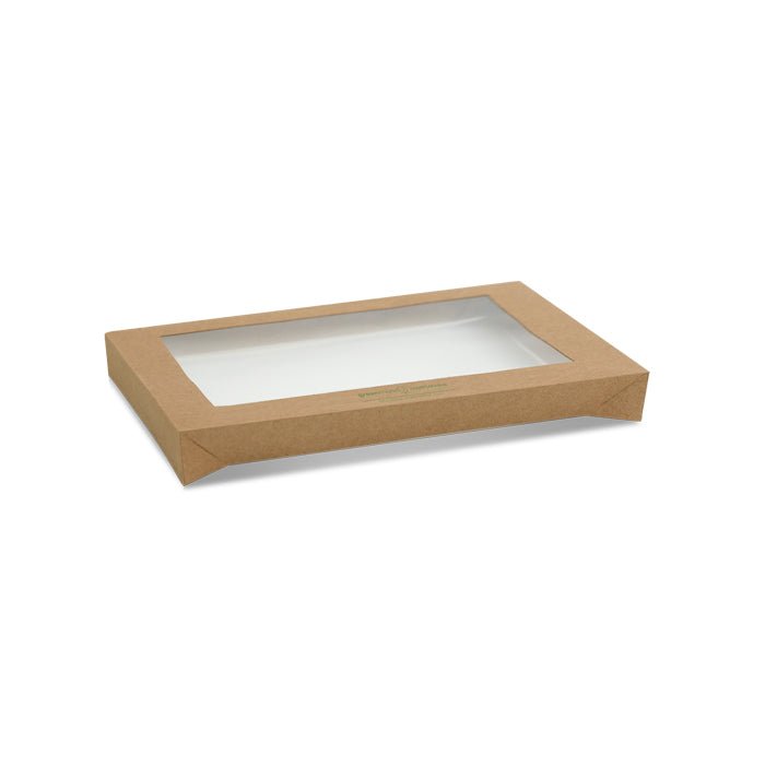 kraft catering tray lid small - PLA window - 100pc/ctn - Packware