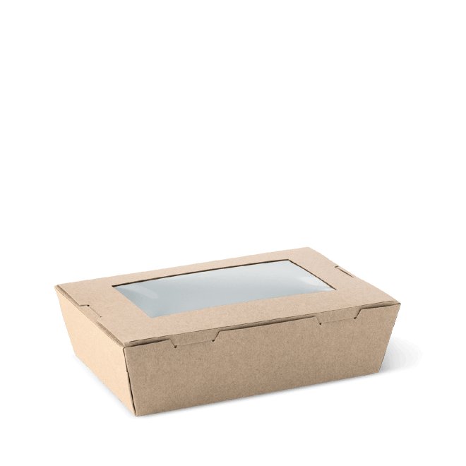 Lunch Box Takeout Box Medium Brown (Window) 180 x 120 x 50mm - Packware