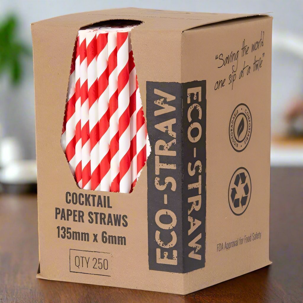 Paper Straws Cocktail Red and White - Packware