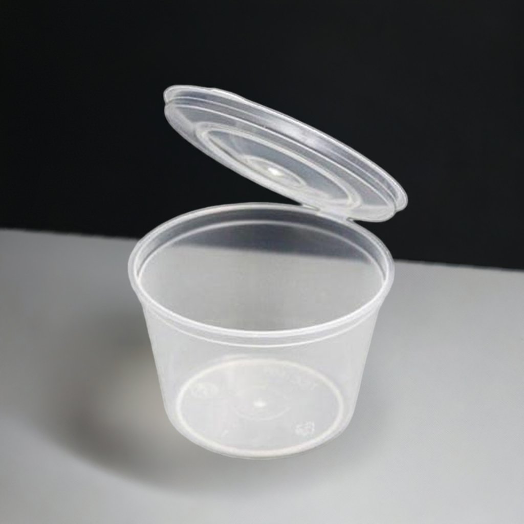 Plastic Sauce Containers With Hinged Lid Natural 100ml - Packware
