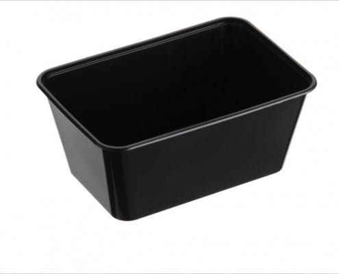 Rectangle Plastic Storage Containers Black 1000ml GENFAC - Packware