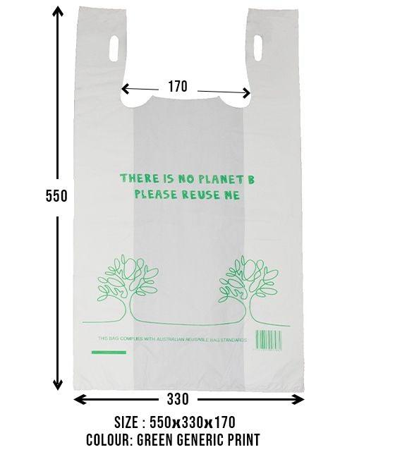 Reusable Recyclable Plastic Shopping Bags Singlet Eco Friendly Grocery Carry Bag - Packware