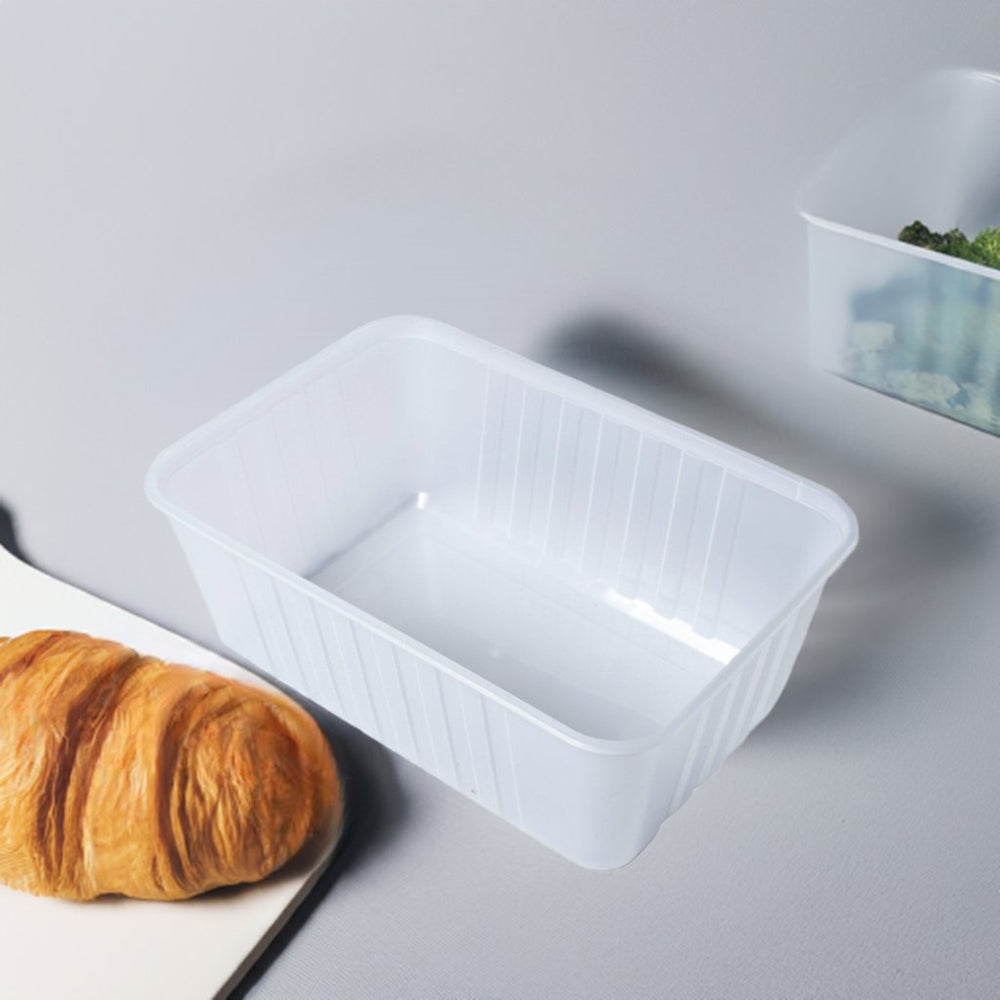 Rectangular Ribbed Container Ribbed Rectangle Plastic Containers Natural 1000ml - GENFAC | BPA-Free ...