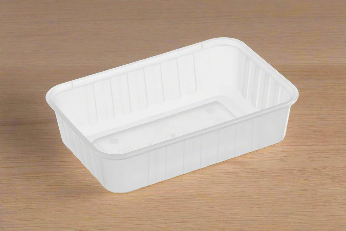 Rectangular Plastic Container With Ribbon Ribbed Rectangle Plastic Containers Natural 680ml GENFAC - Packware