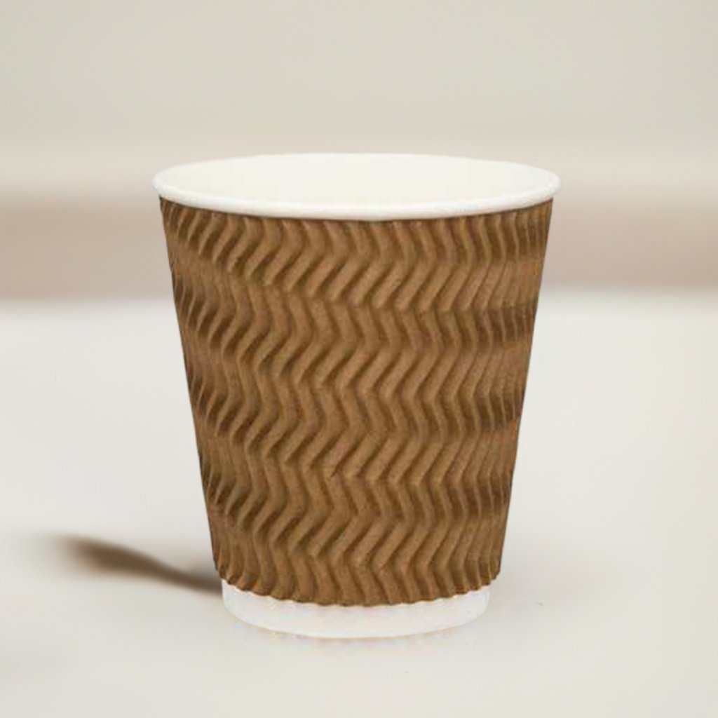 Ripple Wall Coffee Cups - Brown - 12oz/355ml - Packware