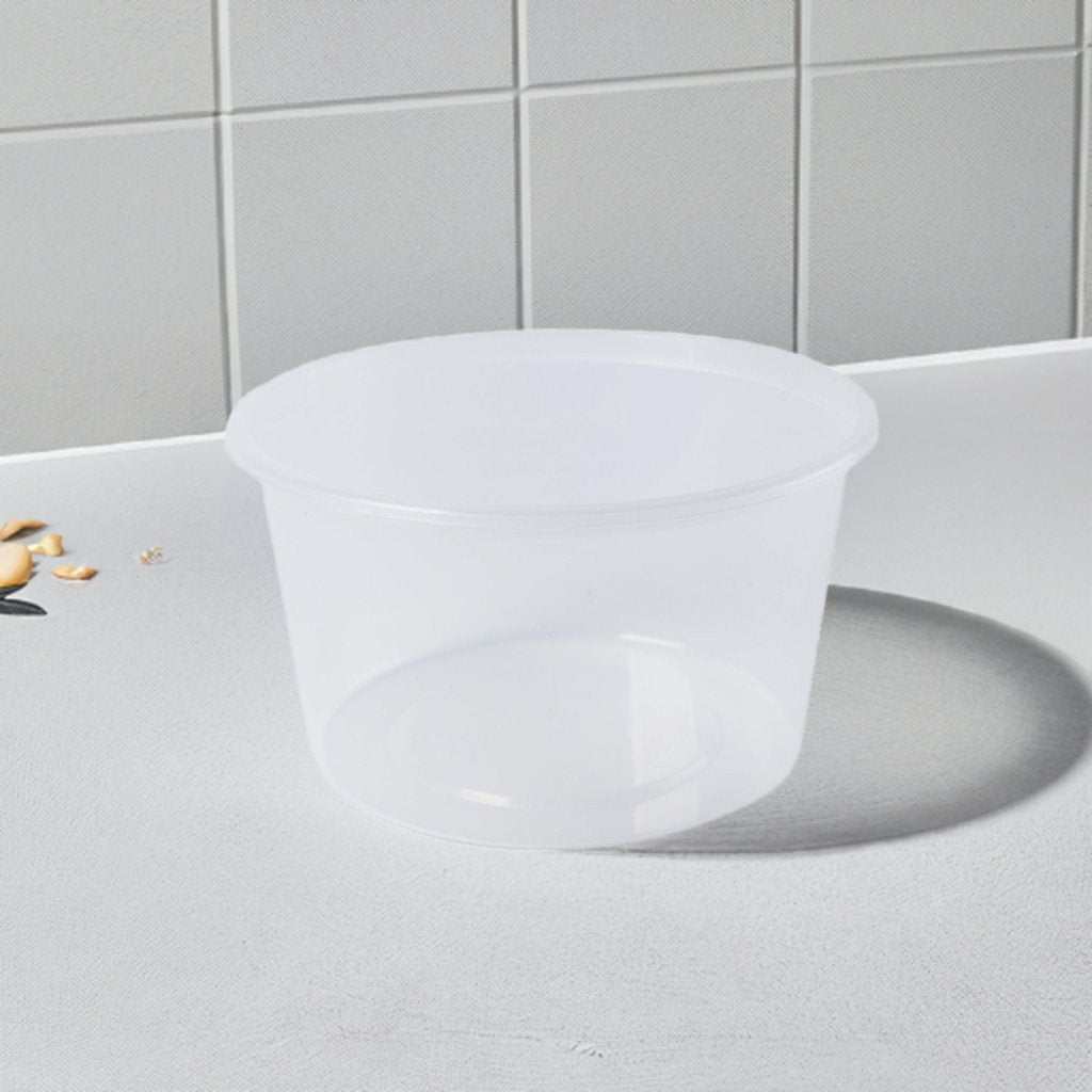 Round Plastic Takeaway Containers Natural 500ml - 500PCS GENFAC - Packware