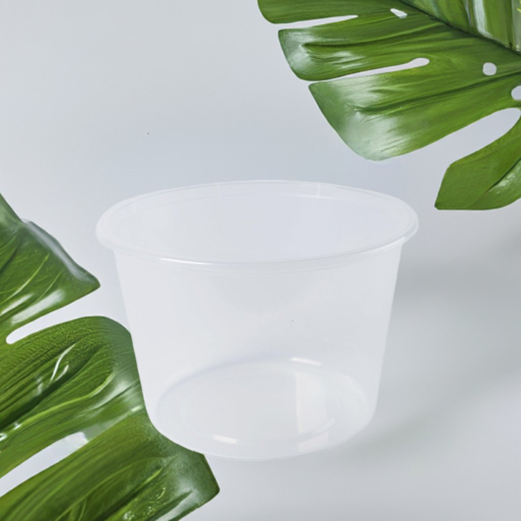 Round Plastic Takeaway Containers Natural 600ml GENFAC - Packware