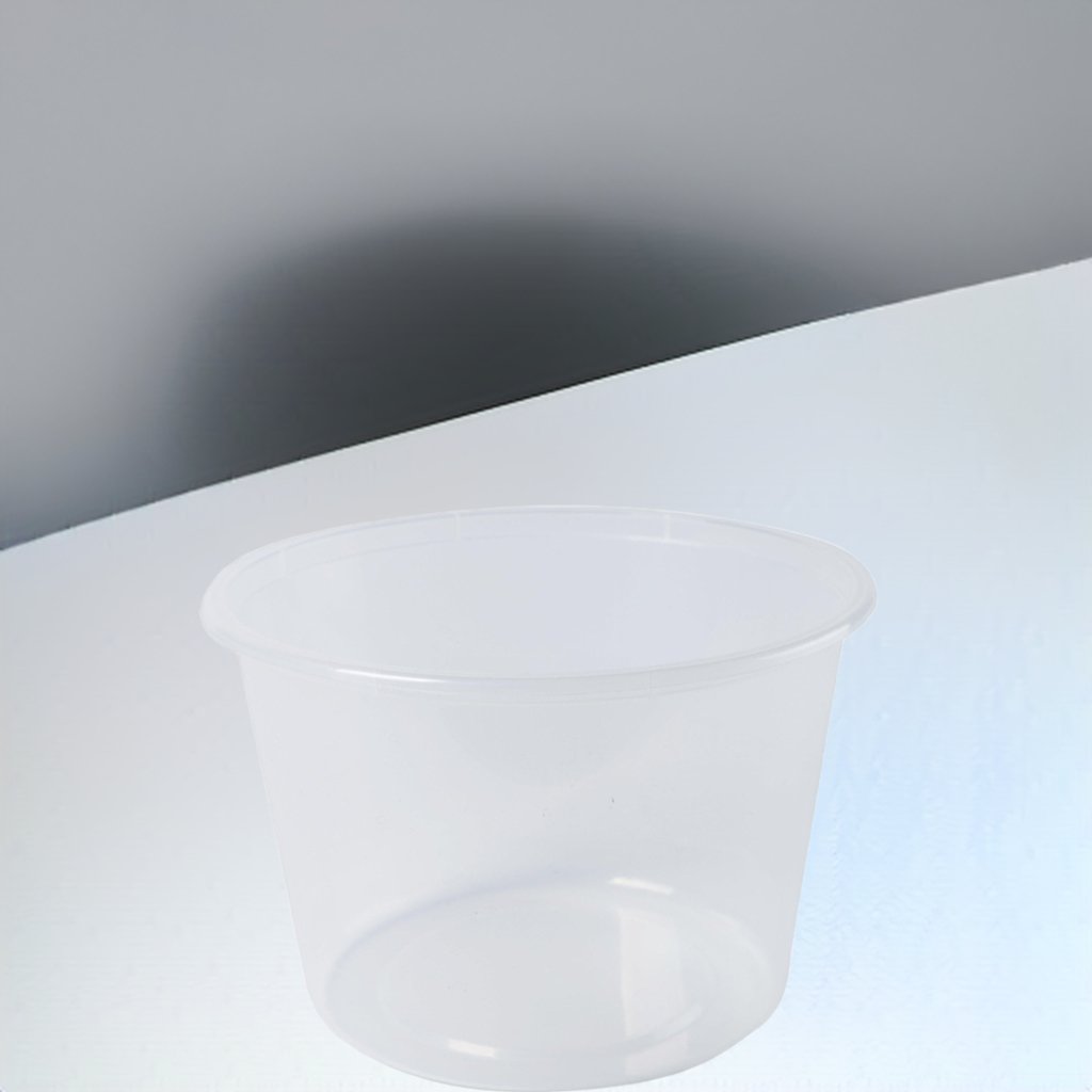 Round Plastic Takeaway Containers Natural 600ml GENFAC - Packware