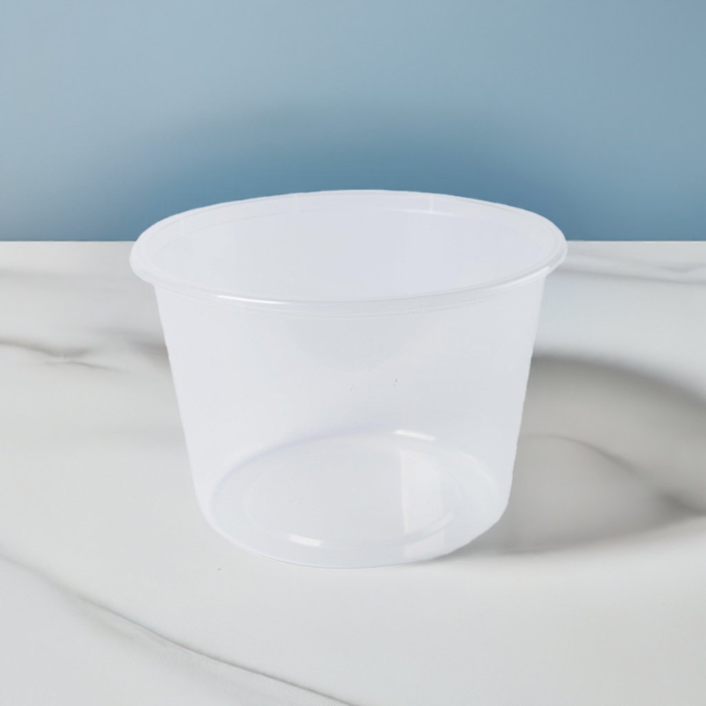 Round Plastic Takeaway Containers Natural 600ml GENFAC - Packware