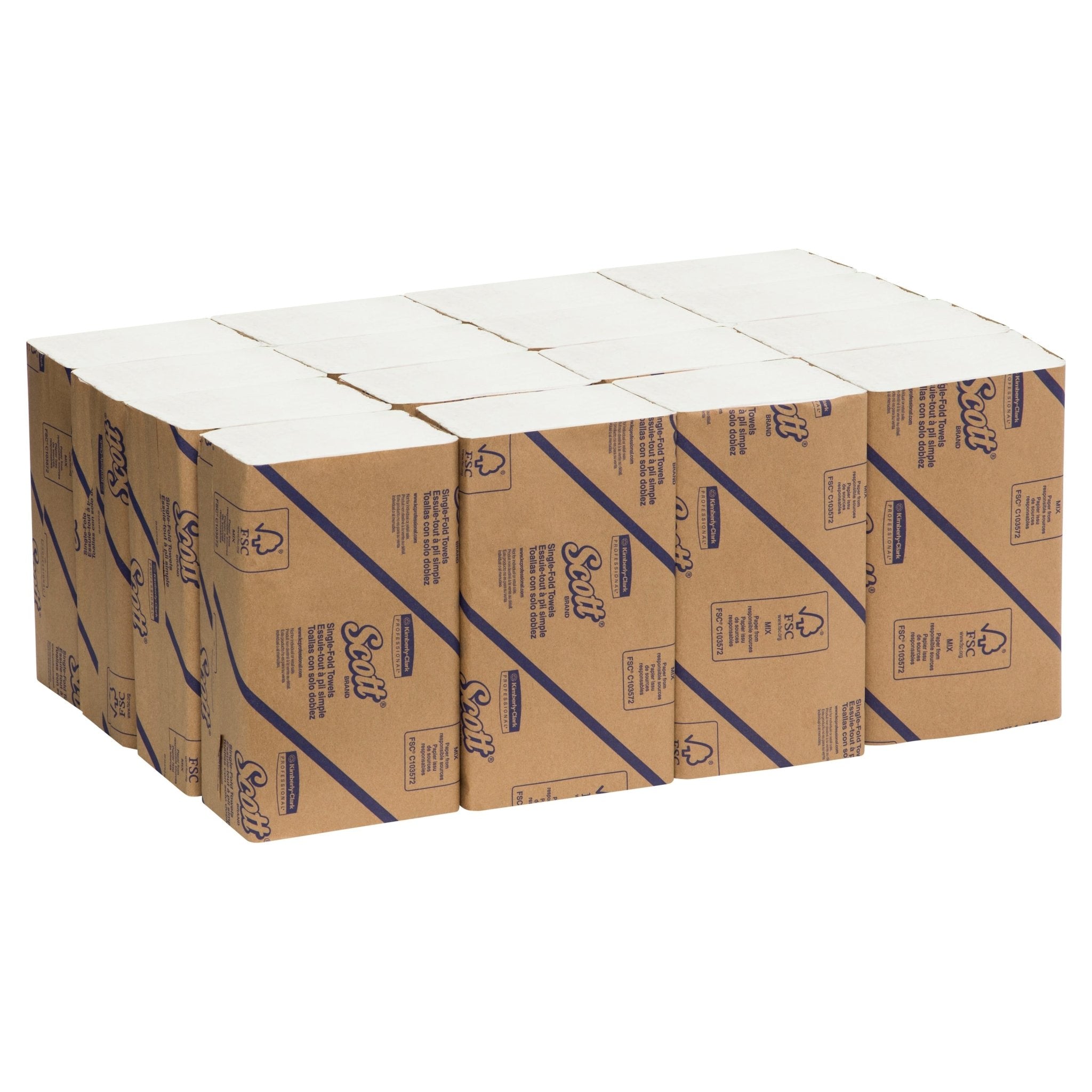 SCOTT® Interfold Paper Towels (1742), Folded Hand Towels, White, 16 Packs / Case, 250 Hand Towels / Pack (4000 Hand Towels) - Packware