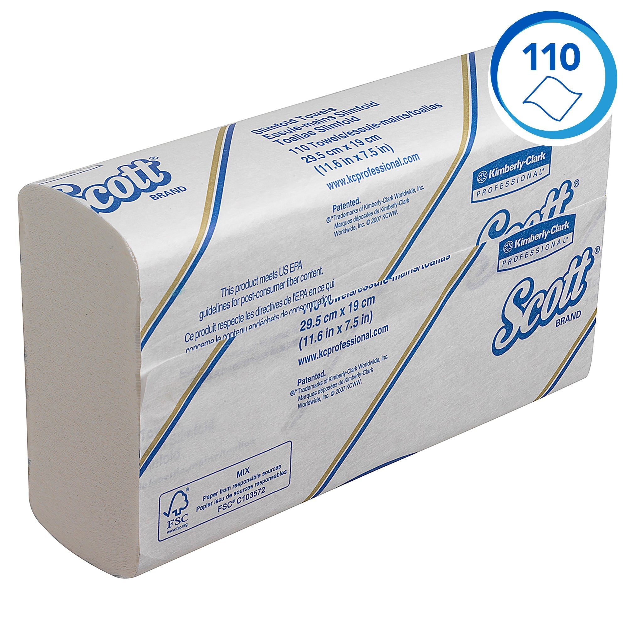 Scott® Slimfold™ Hand Towels 5856 - Folded Paper Hand Towels - 16 Clips x 110 White Paper Towels (1,760 Total) - Packware