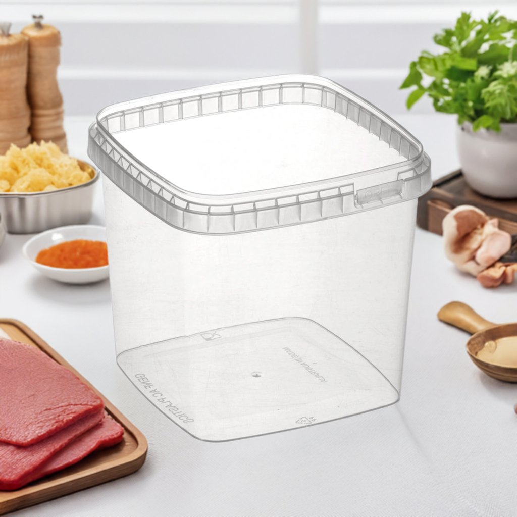 Tamper Evident Plastic Containers Square 1200ml GENFAC - Packware