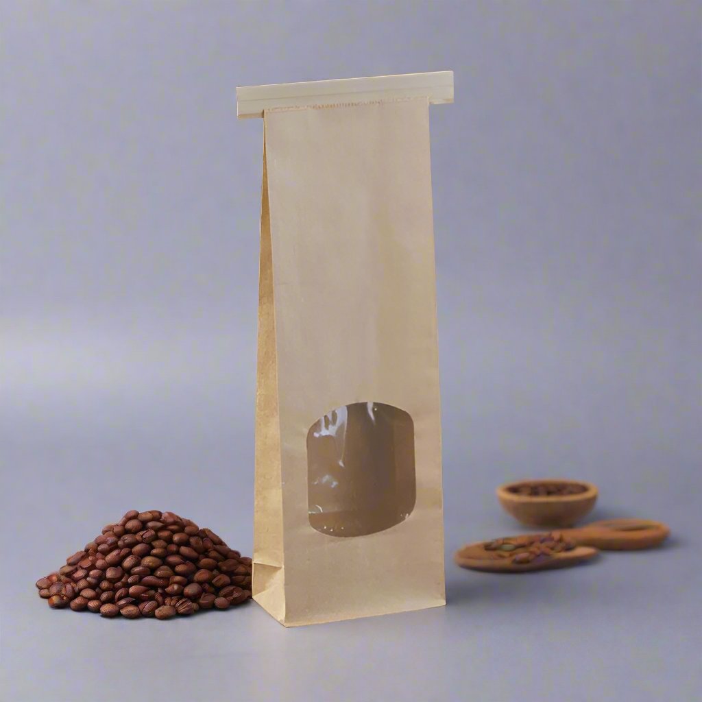 Tin - Tie Bag Small With Window Brown 260 x 88 x 47 - C644S0010 - Packware