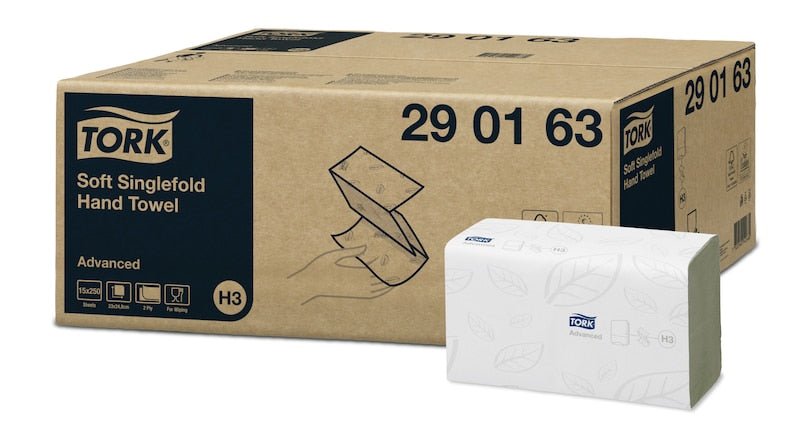 Tork Soft Singlefold Hand Towel 2ply Advanced H3 250s x 15 - Packware