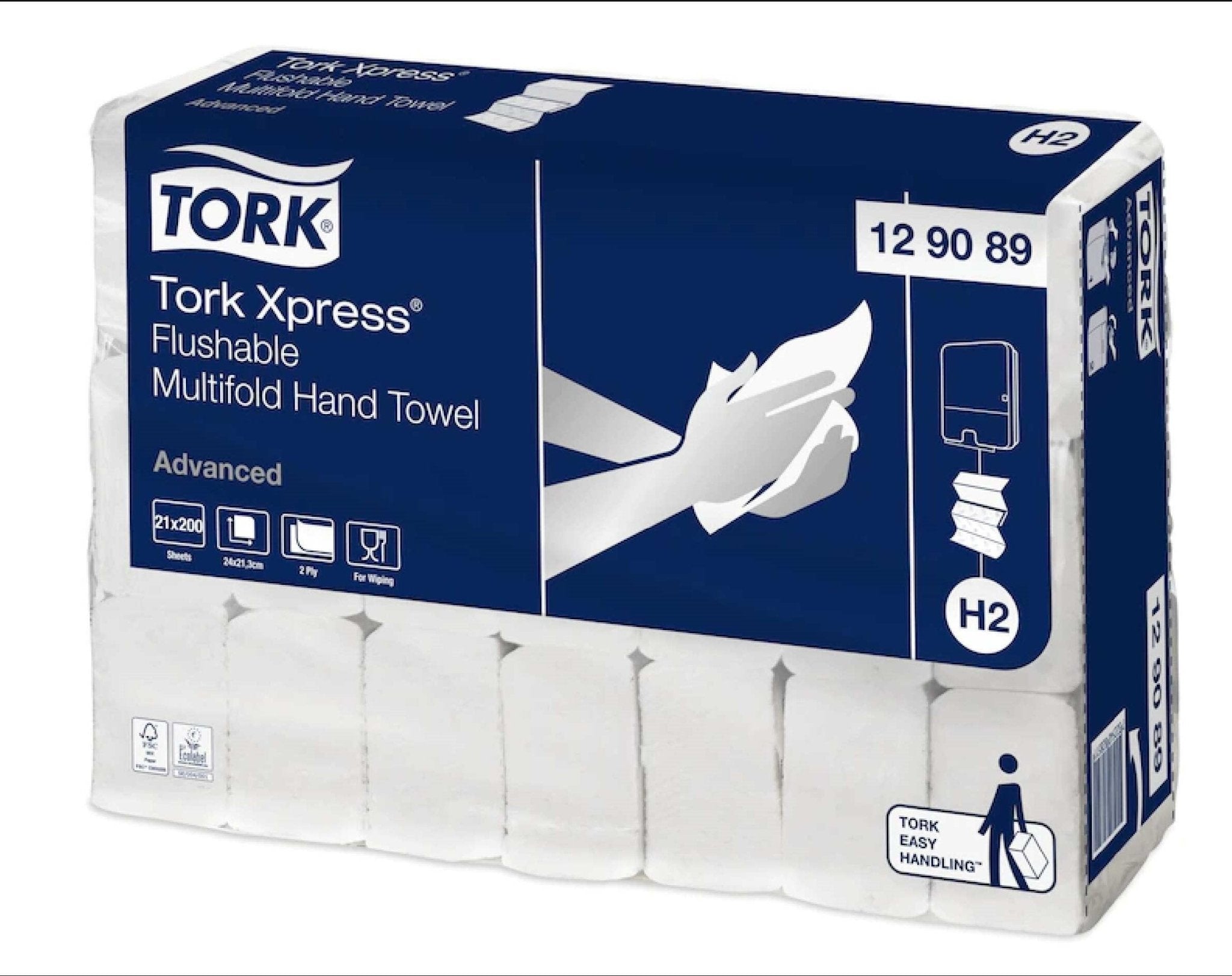Tork Xpress Flushable Multifold Hand Towel 2 Ply Advanced H2 200s x 21 - Packware