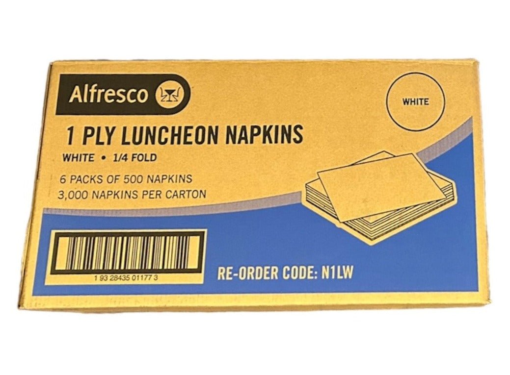 White Lunch Napkins | 1 - Ply, 1/4 Fold | 3000 Napkins per Box - Packware