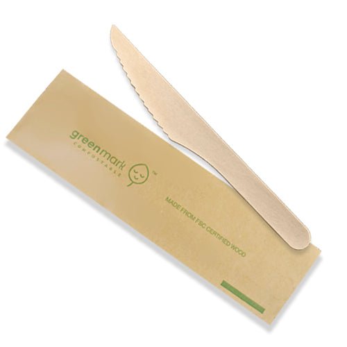 Wooden Knife 165mm individually wrapped 500pc/ctn - Packware