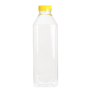 1000ml - 32oz Square Bottles Clear PET Plastic With Tamper Evident Lids