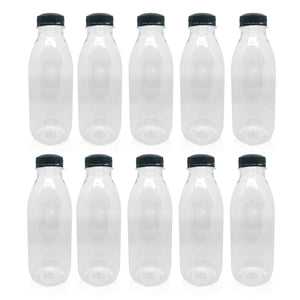 500ml Round Bottles Clear PET Plastic With 38mm Lids Tamper Evident - Packware
