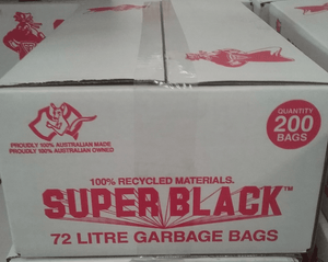 SUPER BLACK 72 Litre Garbage Bags Heavy Duty Black 200 Bags - Packware