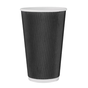 Ripple Wall Coffee Cups-Black-16oz/473ml